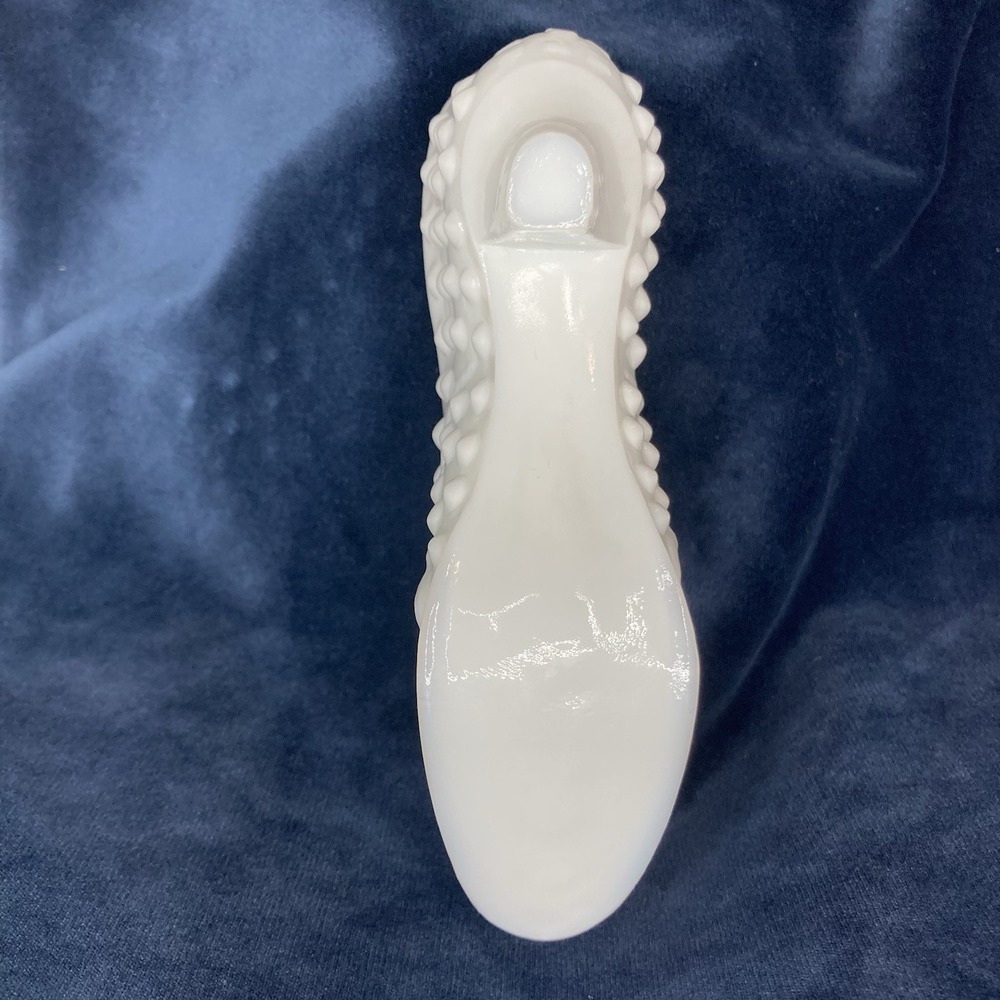 Vintage Fenton Milk Glass Hobnail Cat Head High Heel Shoe Slipper - Picture 7 of 7